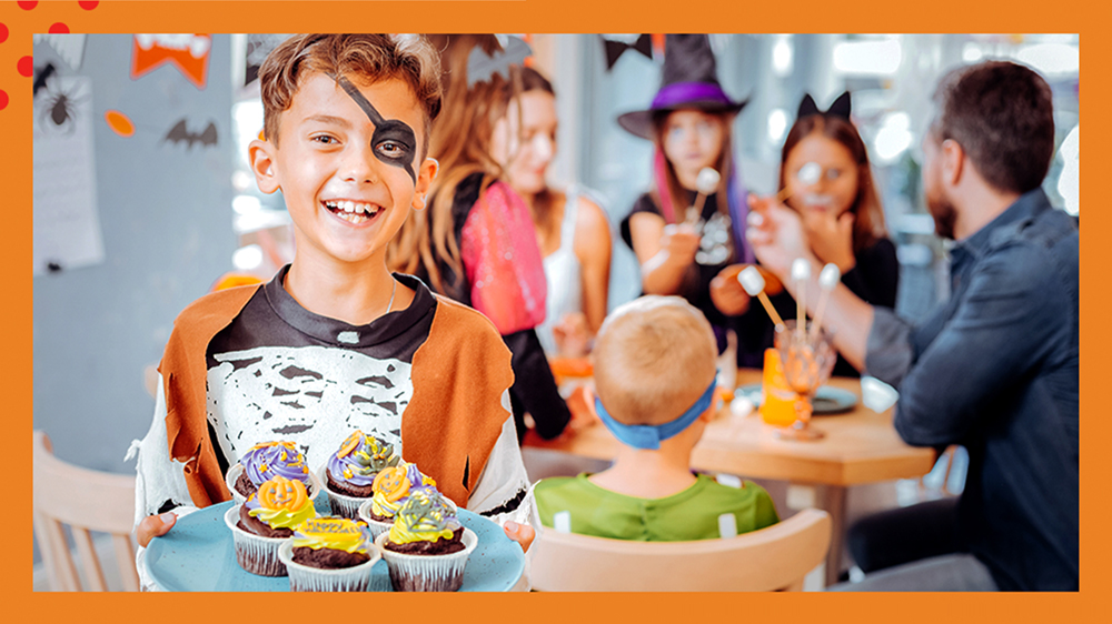 Kids enjoying Halloween desserts