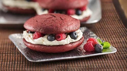 Red Velvet Whoopie Pie with Blueberries